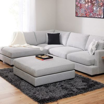 Modular lounge on a shag rug